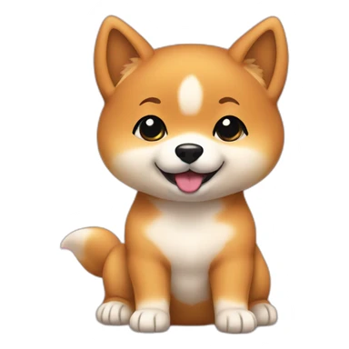 Baby shiba inu cartoon by red background sticker