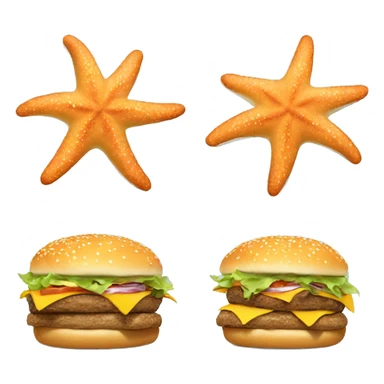 starfish doing a summersault and eating a burger sticker