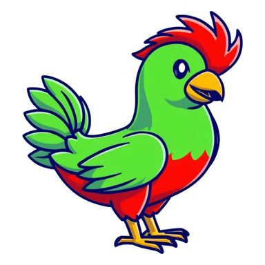 Red chocobo from Final Fantasy, majestic red bird-like creature sticker