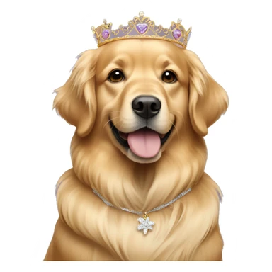 Golden Retriever wearing dress and tiara sticker