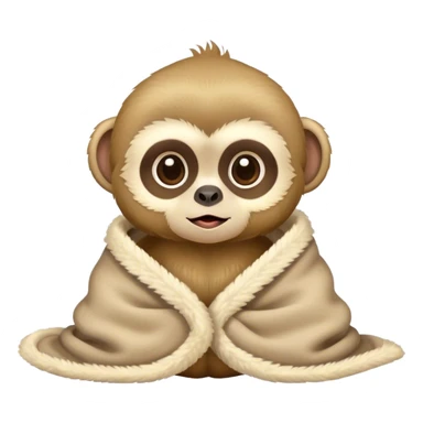 Baby gibbon cozy in a blanket  sticker