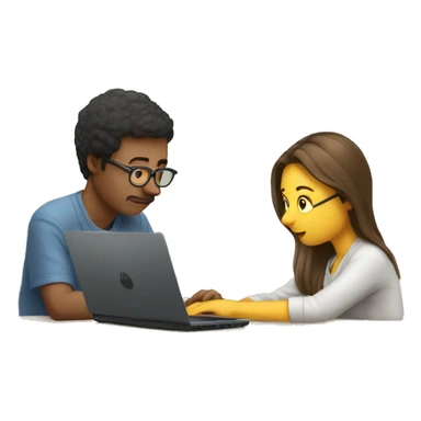 2 personnes regardent un écran d'ordinateur sticker