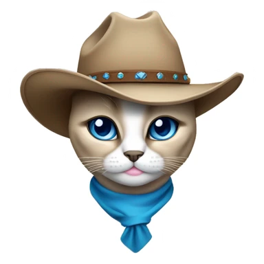 Fat Siamese cat blue eyes cowgirl hat sticker