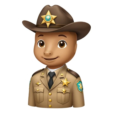 dolphin, in sheriff attire, with badge sticker