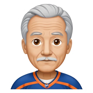 Old  man grey hair wearing oilers uniform sticker