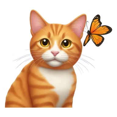 Orange cat with butterfly toy sticker