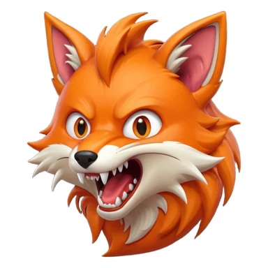 Angry Fox mouth open, scary teeth, side view, monster big mouth sticker