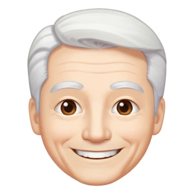 "- Nam
- 50 tuổi
- Da trắng
- Tóc bạc, lông mày trắng
- Cười mỉm
" sticker