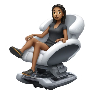Girl sitting in sleek hoverchair of the future  sticker