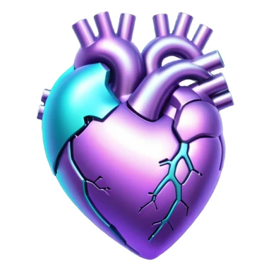 Purple and Cyan glowing holographic cyberpunk heart  sticker