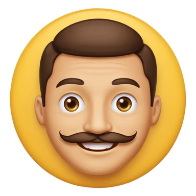 Happy yellow circular face of a posh male with a mustache sticker
