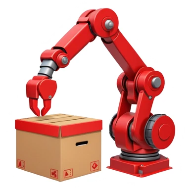 robot arm which is picking block in box sticker