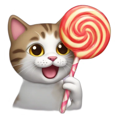 Cat-eating-lollipop sticker