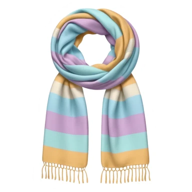 Realistic pastel horizontally thick-striped gradients winter scarf isolated. sticker