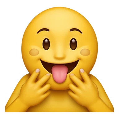 A licking emoji with hands. Imagine there’s a wall at the side and the emoji is licking it while holding it with it’s hands sticker
