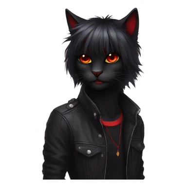 Anthro Edgy Cool Beautiful Black Cat-Fursona with Emo Hair-bangs with Red Streaks sticker
