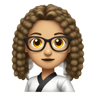 Girl doing karate stance with glasses and long, crimped, brunette hair  sticker