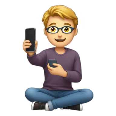 a student takes an exam with a mobile phone in his hand sticker