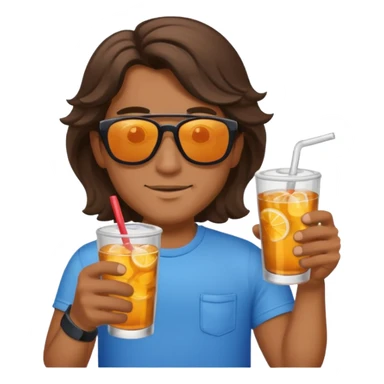 chill guy long curling hair in drink holders with sunglasses sticker