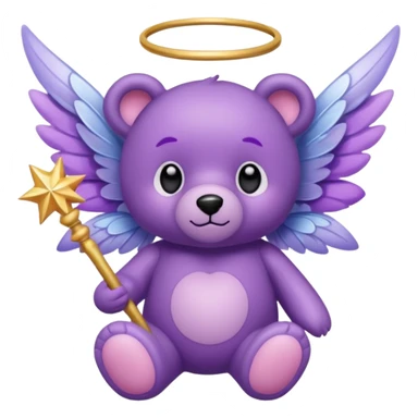 Purple fairy teddy with wings and a wand sticker