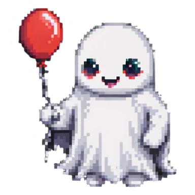 cute ghost holding a red balloon sticker