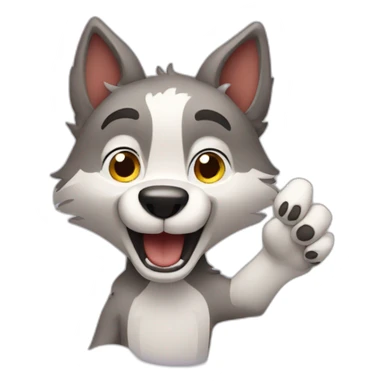 Cute cartoonish wolf waving it's paw sticker