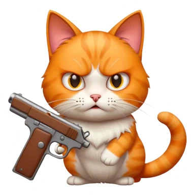 Cat with gun that's very angery sticker
