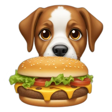 dog eating burger sticker