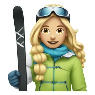 Blonde girl skiing sticker