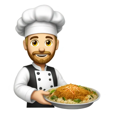 Pakistan chicken briyani with bearded chef with fair skin man sticker