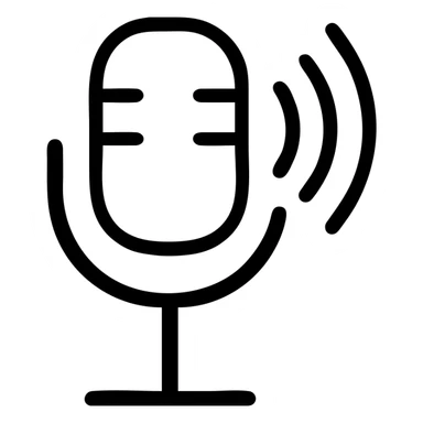 outlined black icon of a microphone with expressive sound lines to suggest vocal tone sticker