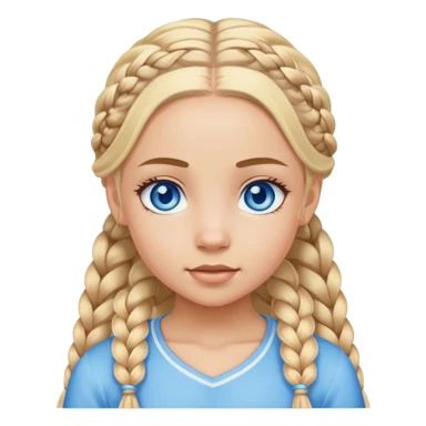 blue eyed girl with blonde braids and light skin tone  sticker
