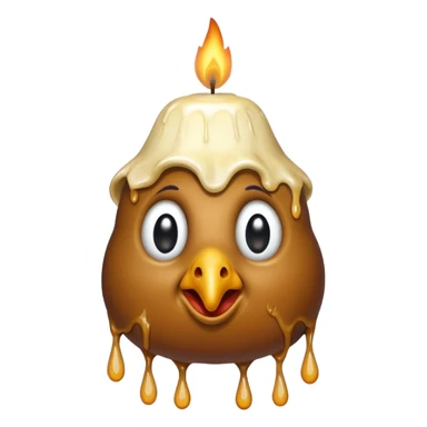 grotesque, round, turkey-like creature with a candle melting on its head. sticker