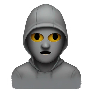  man with a grey hoodie on and ski mask sticker