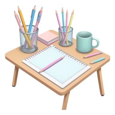 LAPIS , CANETA E REGUA EM TONS PASTEL ESCOLA COM IA E 3D sticker