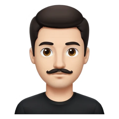 tech bro black shirt small mustache dark hair sticker