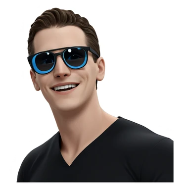 smiling boy in black shirt sticker