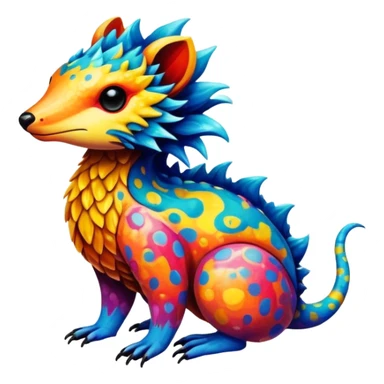 a colorful edgy vernid-fionbri-animal-creature with splash patterns sticker