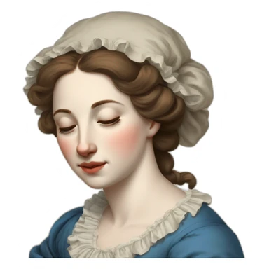The folk french woman sleeping, blue eyes,brown hair, 18th century sticker