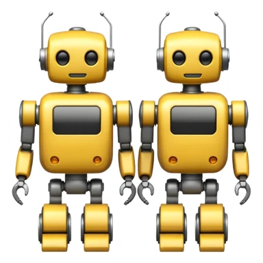 AI robots marching, yellow sticker