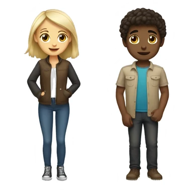 Brunette girl and blond boy sticker