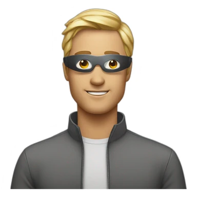 Generate an futuristic emoji of a guy wearing apple vision pro sticker
