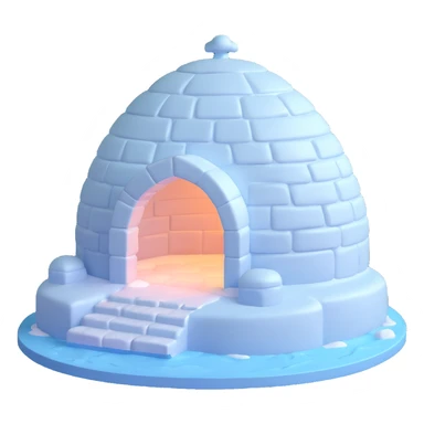3D style igloo with soft shading and icy texture sticker
