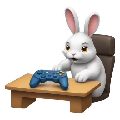 rabbit playing video game sticker