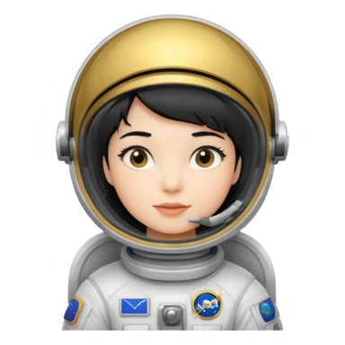 Young, female, astronaut suit, short black hair, white skin
 sticker