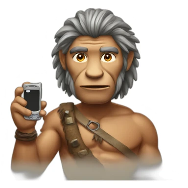 Prehistoric man with phone sticker