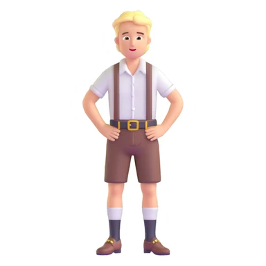 German person in Bavarian lederhosen shrugging with Sicily landscape in background sticker