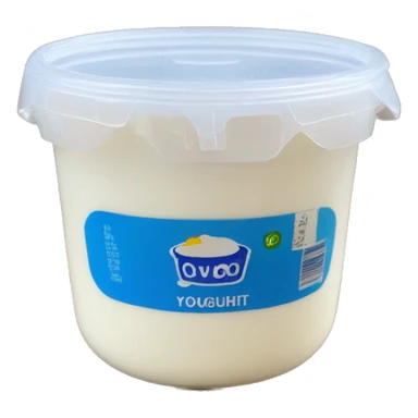 yoghurt in a small container with blue tag stating yoghurt sticker