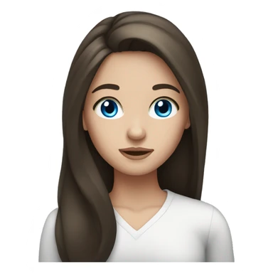 Brunette girl with long hair and blue eyes sticker