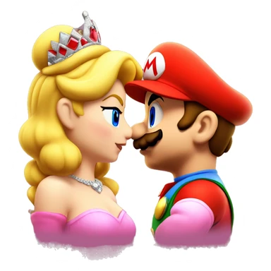 super mario kissing princess peach sticker